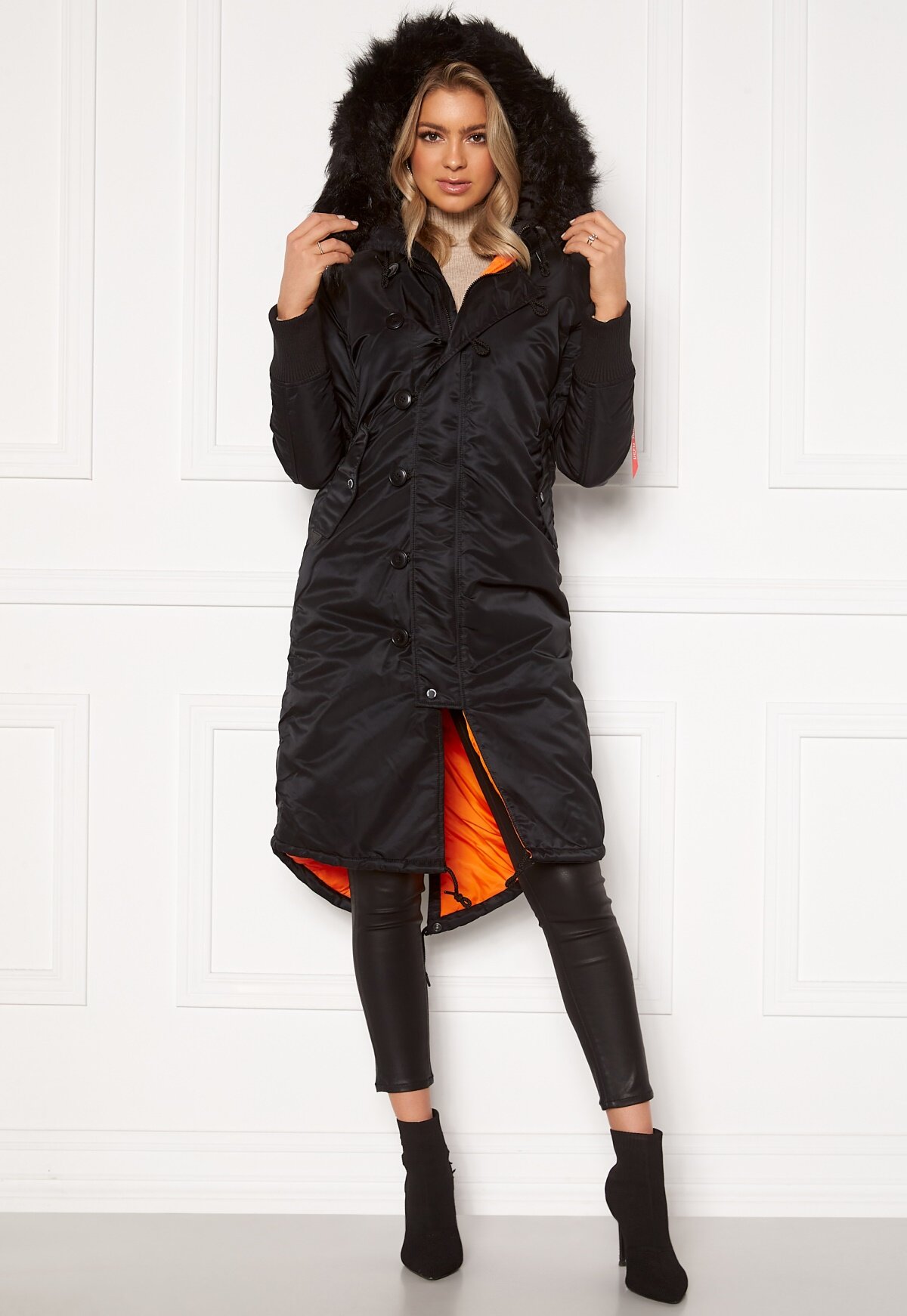 Alpha Industries Long Fishtail Wmn Jacket Black Bubbleroom