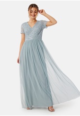 AngelEye Short Sleeve Sequin Embellished Maxi Dress