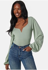 BUBBLEROOM Square V-neck Long Sleeve Puff Top