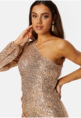 Elle Zeitoune Leon One Shoulder Sequin Dress