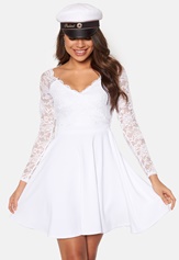 Goddiva Long Sleeve Skater Dress