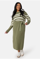 Happy Holly Striped O-neck  Knitted Dress