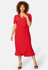 short-sleeve-wrap-frill-curve-dress-red