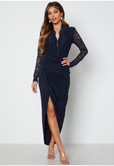 lace-long-sleeve-rouch-dress-navy