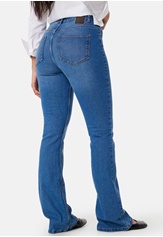 Pieces Tall Peggy high waisted flared jeans in light blue