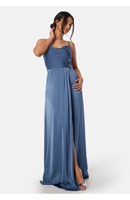 Bubbleroom Occasion Waterfall High Slit Satin Gown