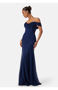 Goddiva Chiffon Off Shoulder Maxi Dress