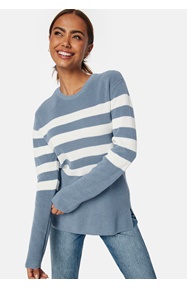 Happy Holly Striped O-neck  Knitted Sweater 