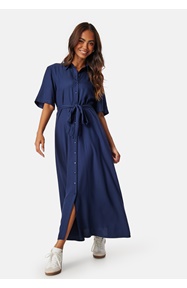 Happy Holly Viscose Belted Shirt Dress