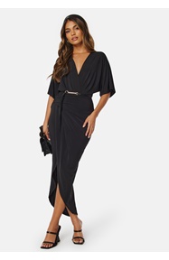 John Zack Kimono Sleeve Rouch Dress