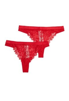 BUBBLEROOM 2-pack Henriette Lace Thong Red / Red bubbleroom.no