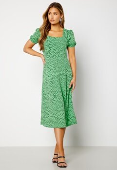 BUBBLEROOM Samantha Puff sleeve dress Green / Patterned bubbleroom.no