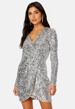 FOREVER NEW Jagger Sequin Ruched Mini Dress silver
 bubbleroom.no