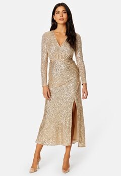 FOREVER NEW Rylie Sequin Cut Out Dress Soft Gold
 bubbleroom.no