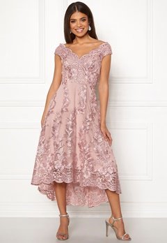 Goddiva Embroidered Lace Dress Blush bubbleroom.no