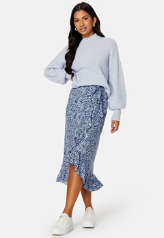 Happy Holly Selima frill wrap skirt Blue / Patterned bubbleroom.no