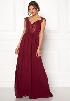 Moments New York Blossom Chiffon Gown Wine-red bubbleroom.no