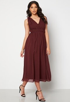 Moments New York Theodora Dotted Dress Wine-red bubbleroom.no