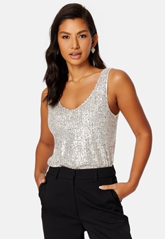 ONLY Lana S/L Sequins top Pumice Stone Detail:
 bubbleroom.no