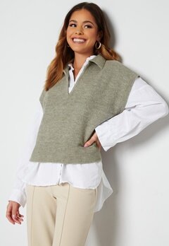 ONLY Mayse Polo Knit Pullover Seagrass bubbleroom.no
