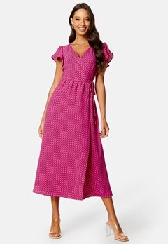 ONLY Naomi S/S Midi Wrap Dress Very Berry AOP:Dots
 bubbleroom.no