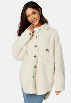 TOMMY JEANS Timeless Sherpa Overshirt YBH Ancient White
 bubbleroom.no