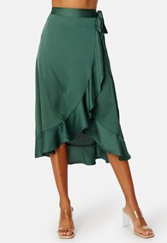 VILA Ellette Wrap HW Skirt Duck Green Detail:FA
 bubbleroom.no