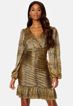 VILA Racoon L/S V-Neck Regular Dress Black Gold Foil
 bubbleroom.no