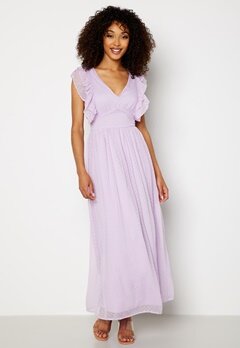 VILA Renata V-neck S/L Ankle Dress Pastel Lilac bubbleroom.no