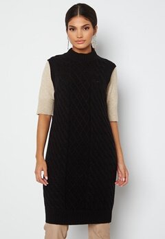 VILA Zuri Cable S/L Knit Vest Dress Black bubbleroom.no