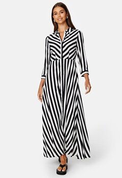 Y.A.S Savanna Long Shirt Dress Black Stripe:W WHITE
 bubbleroom.no