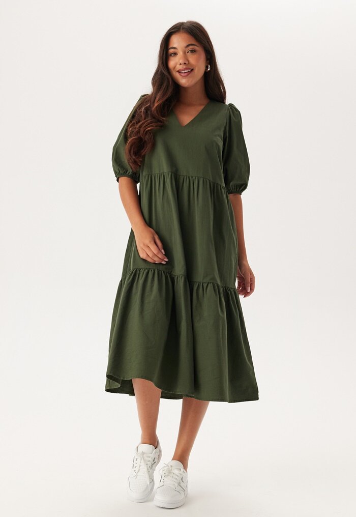 BUBBLEROOM Midi Puff Sleeve Dress