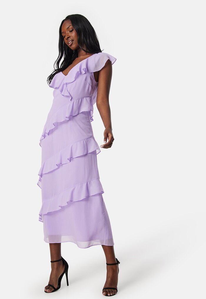 Bubbleroom Occasion Frill Chiffon Midi Dress