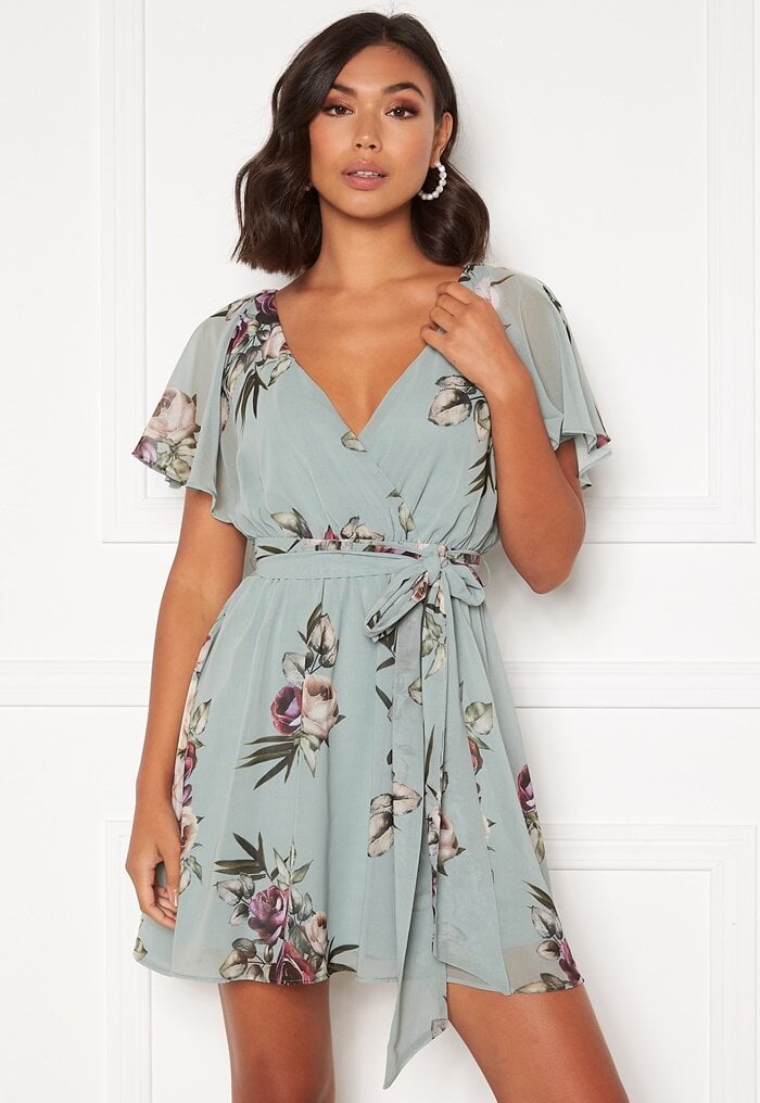 Floral flutter midi on sale dress duck egg