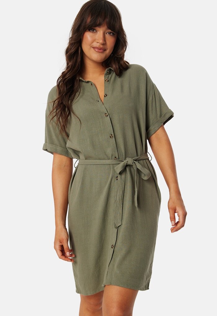 Pieces Pcvinsty Linen Shirt Dress