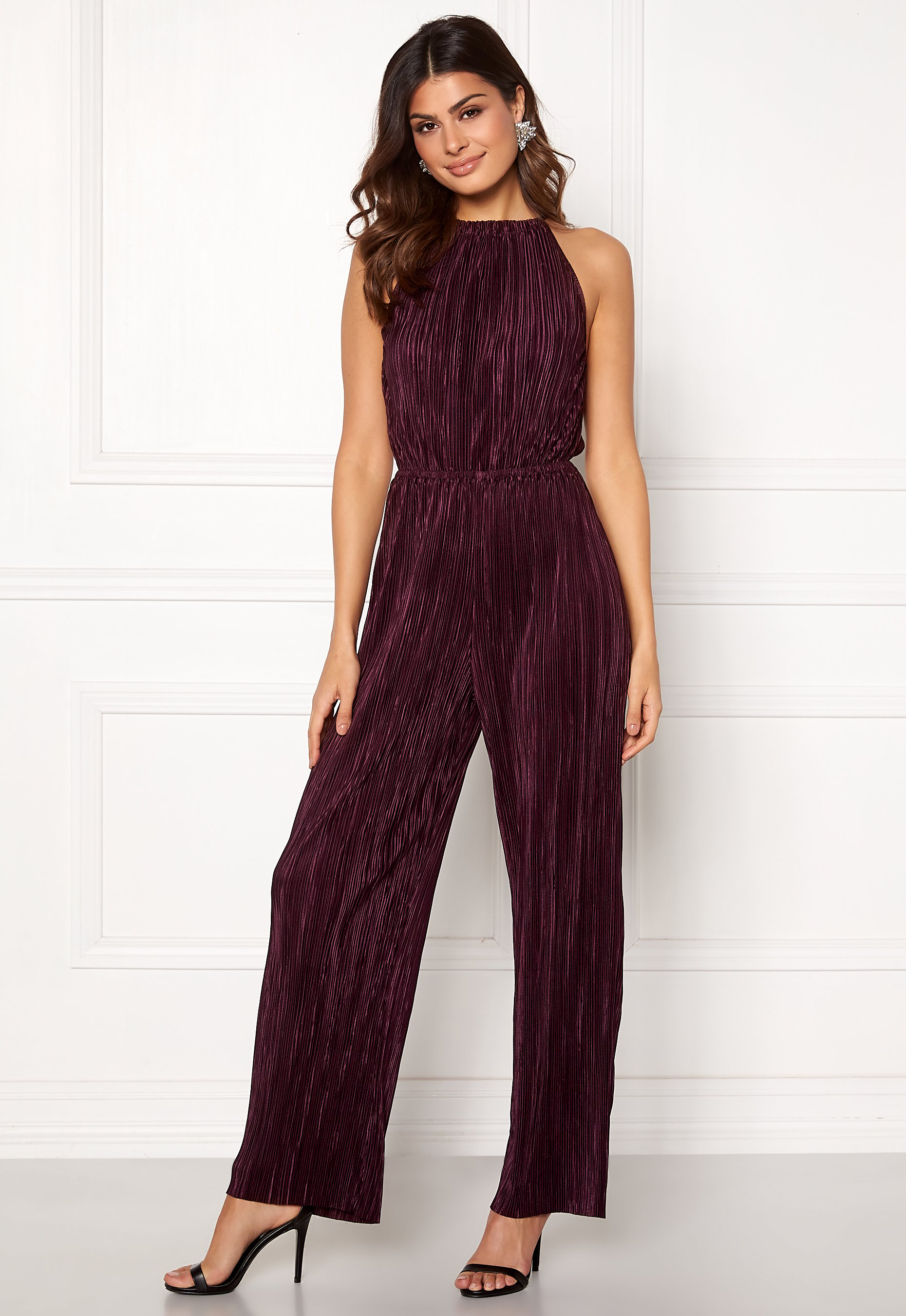 pleated high neck jumpsuit