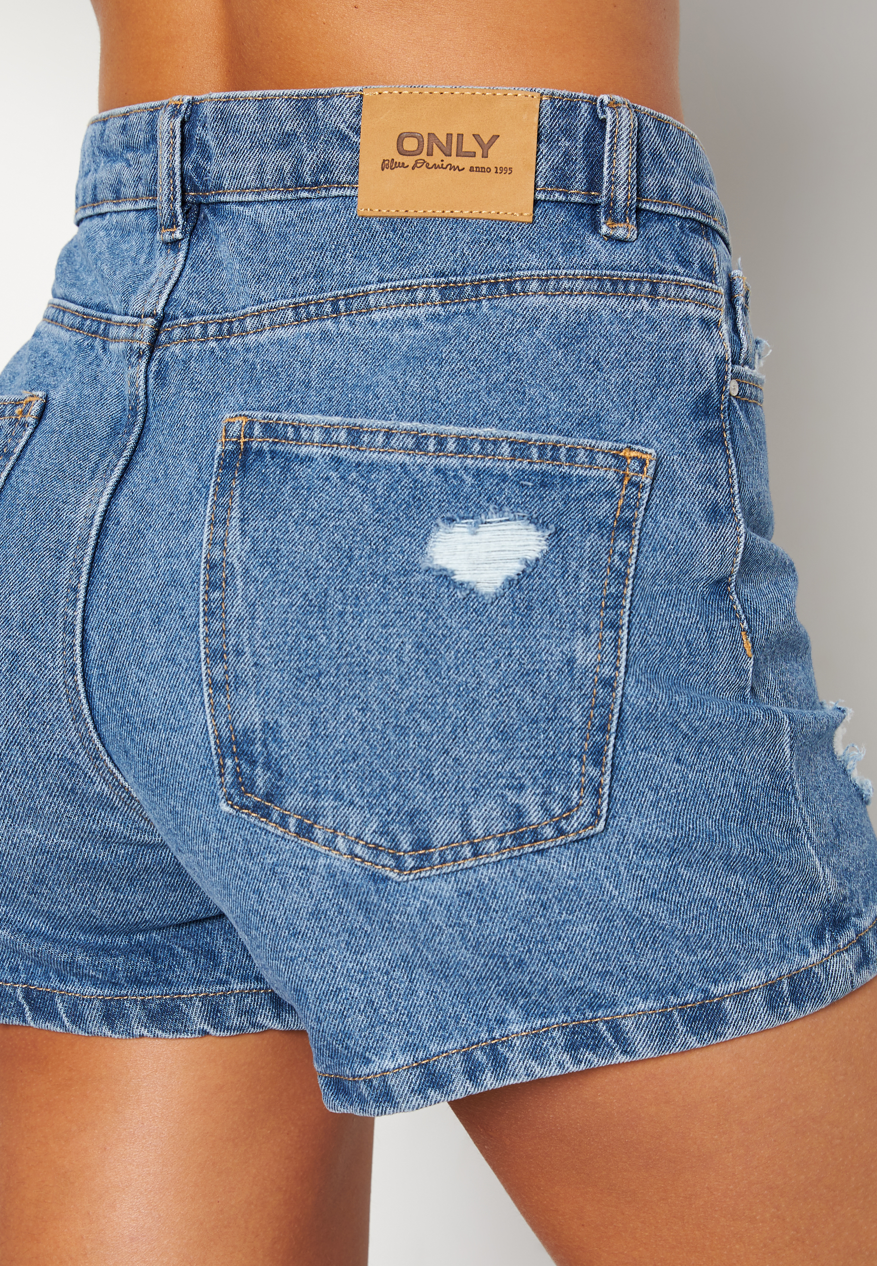 mom shorts blue