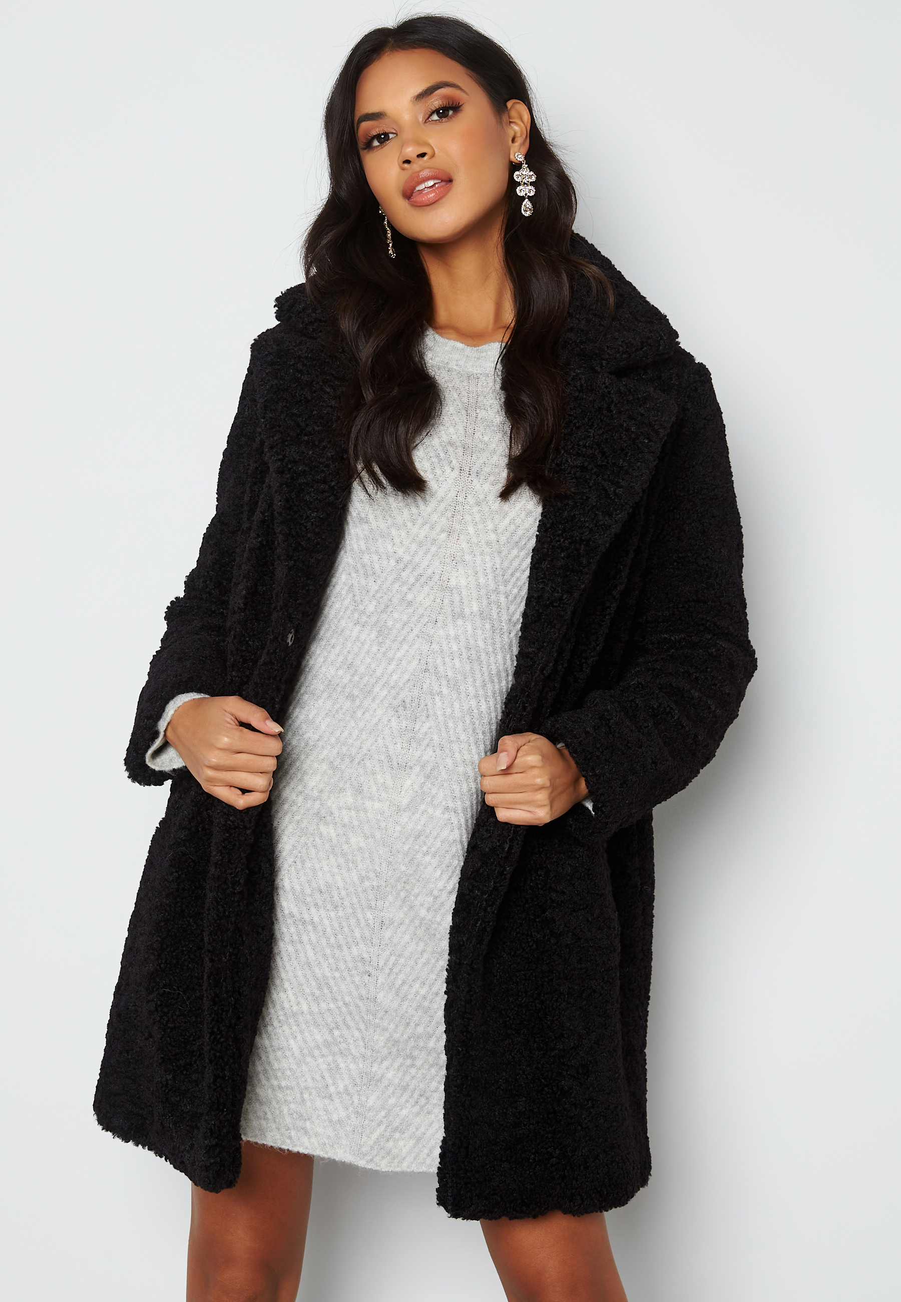 kylie long teddy coat